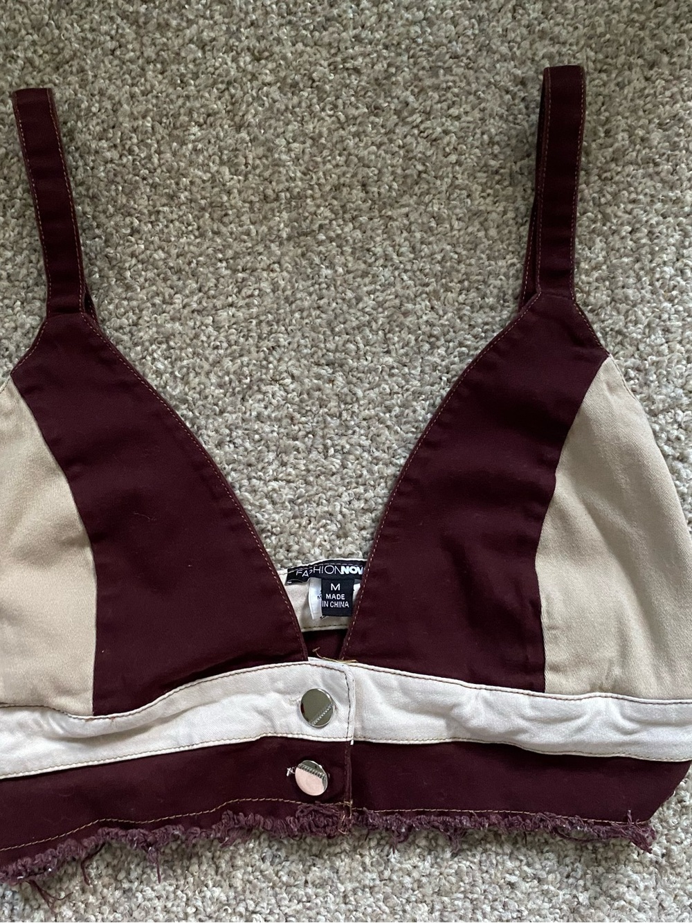 Nwot Fashion Nova Patching Feelings Crop Top Women’s Medium Festival Boho Summer